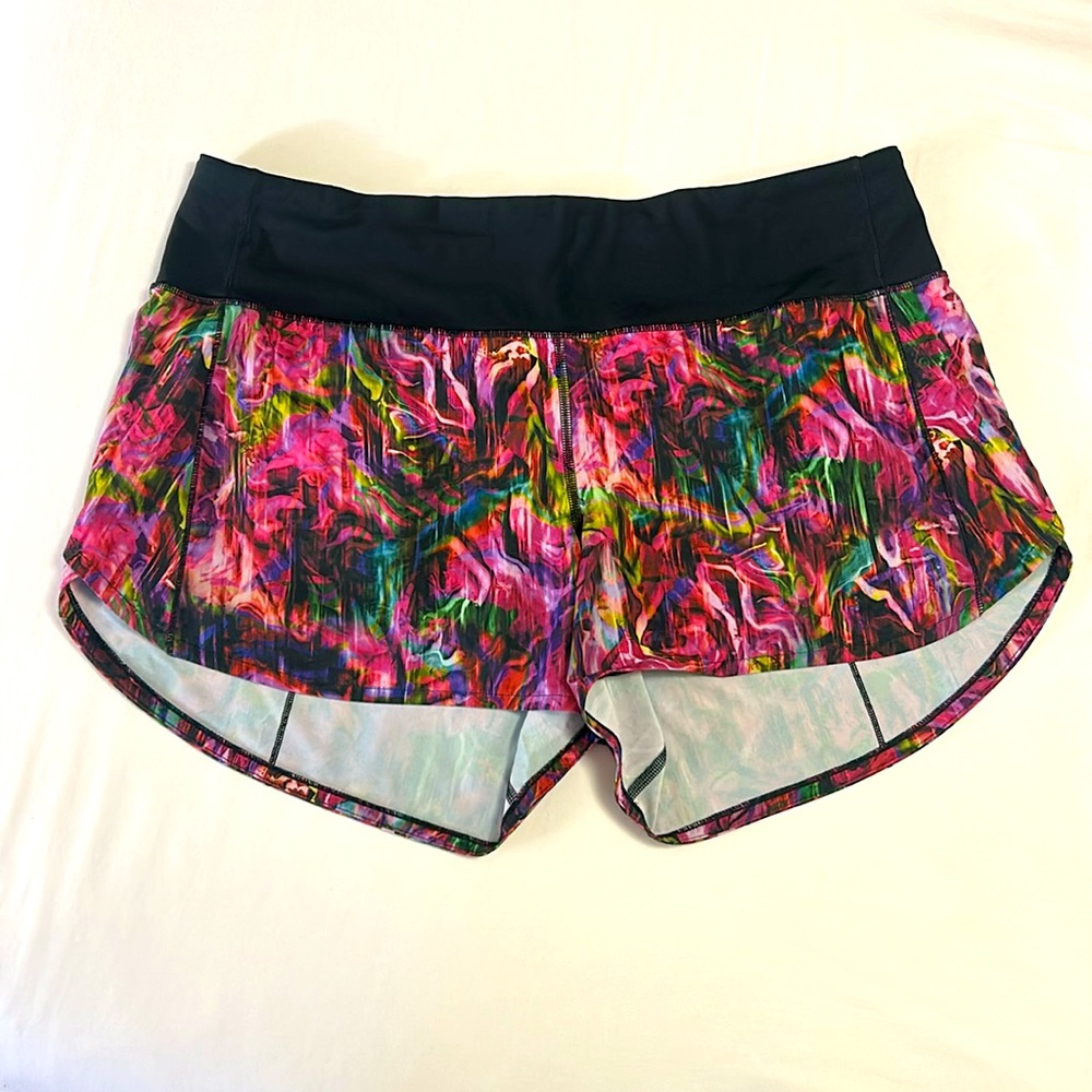 lululemon athletica Multicolor Floral Print Athletic Shorts with Black Waistband